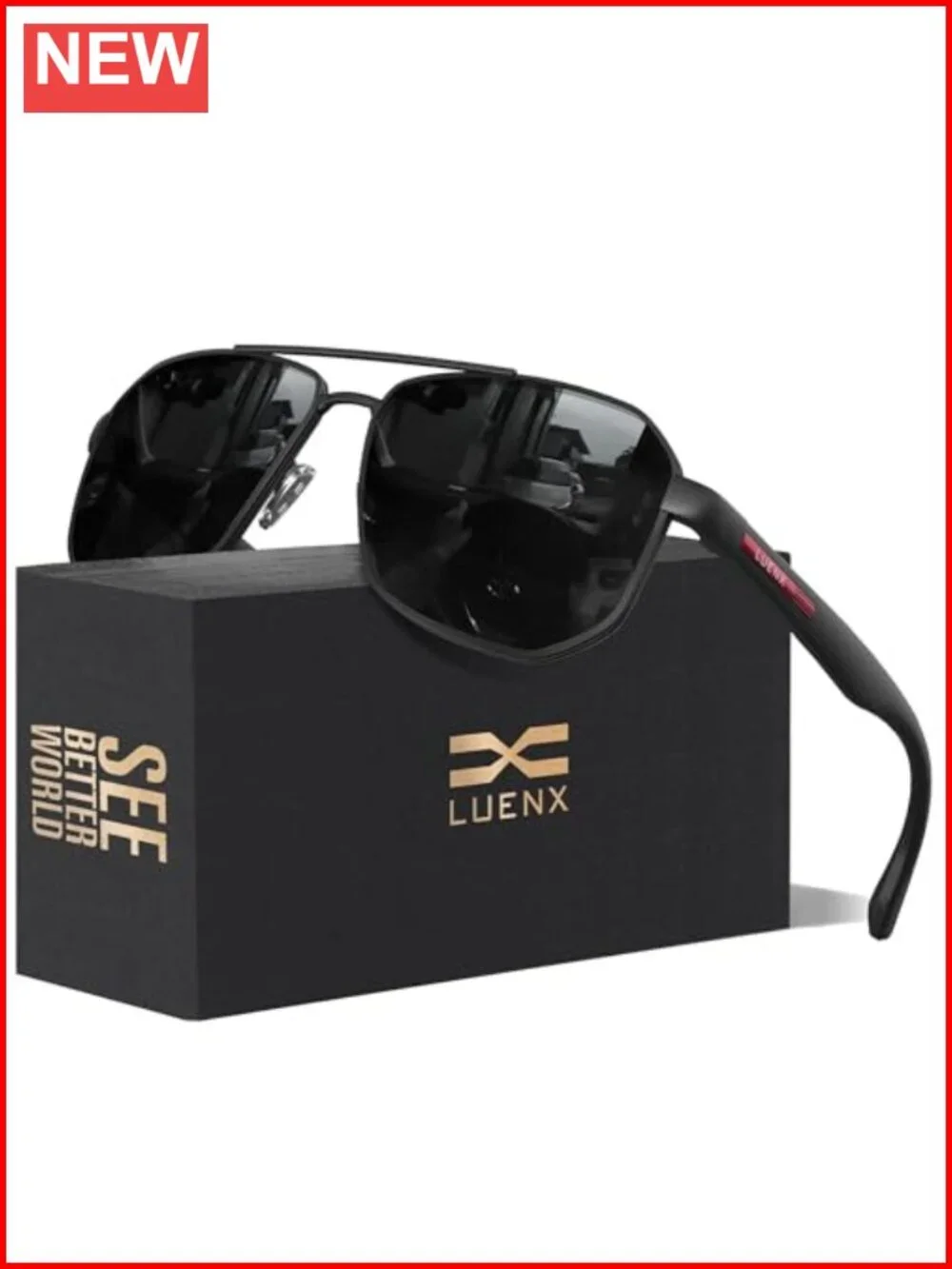 Polarized Square Aviator Sunglasses with UV400 Protection Driving Outdoor